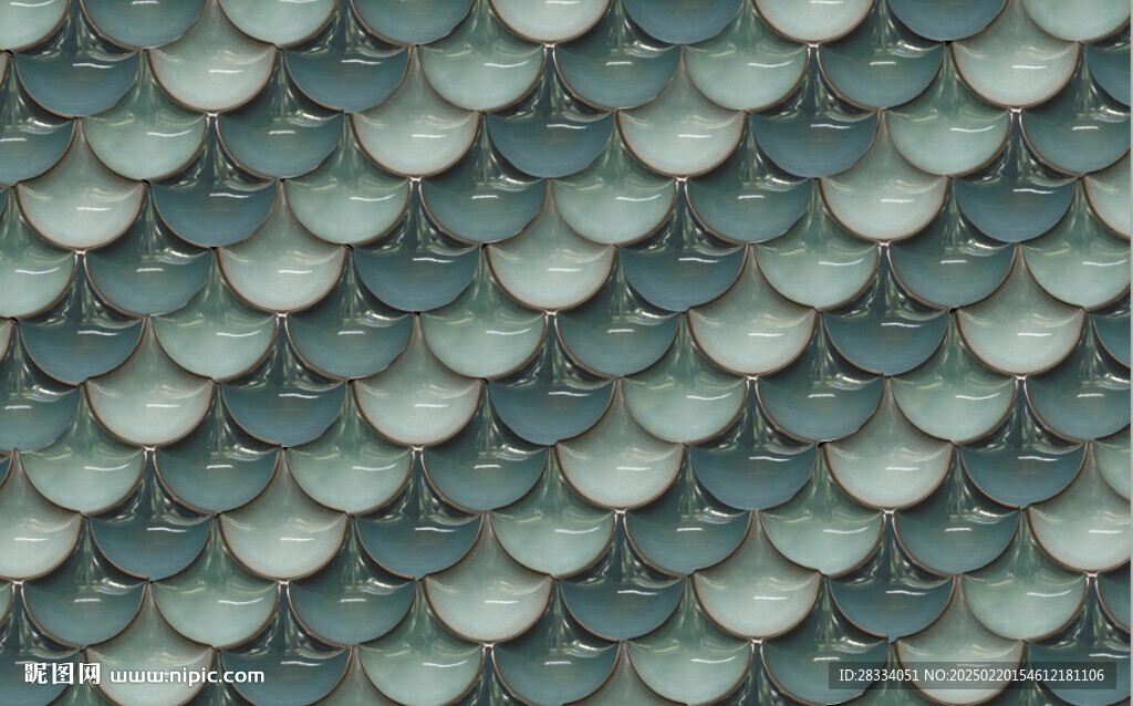 高清绿色琉璃鳞片纹理