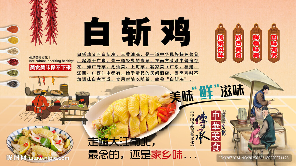 白斩鸡背景墙