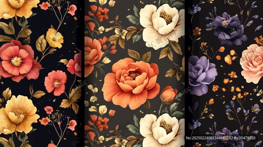 3d浮雕缤纷花卉