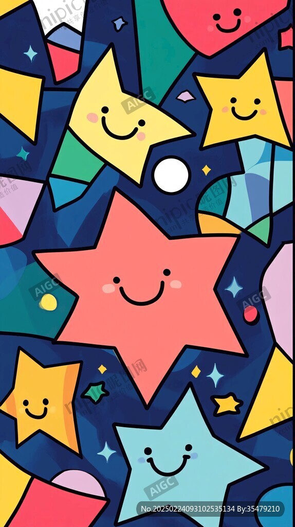 壁纸儿童卡通幻彩星星