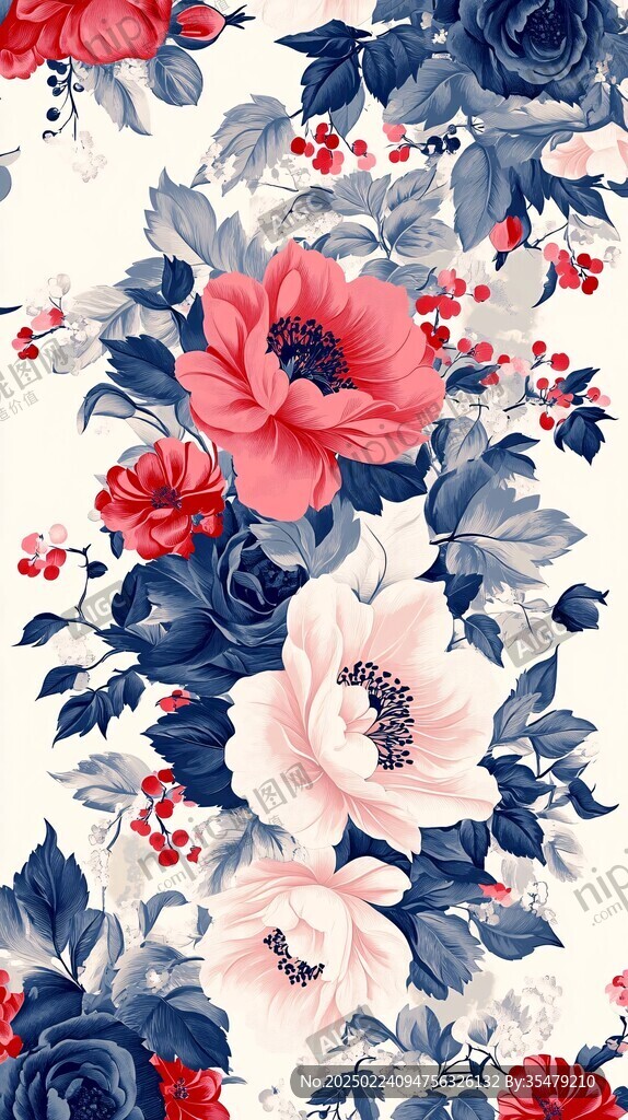 手绘质感牡丹花