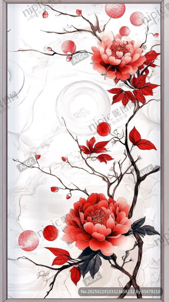 手绘梅花玻璃画