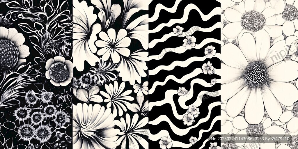 黑白抽象花型