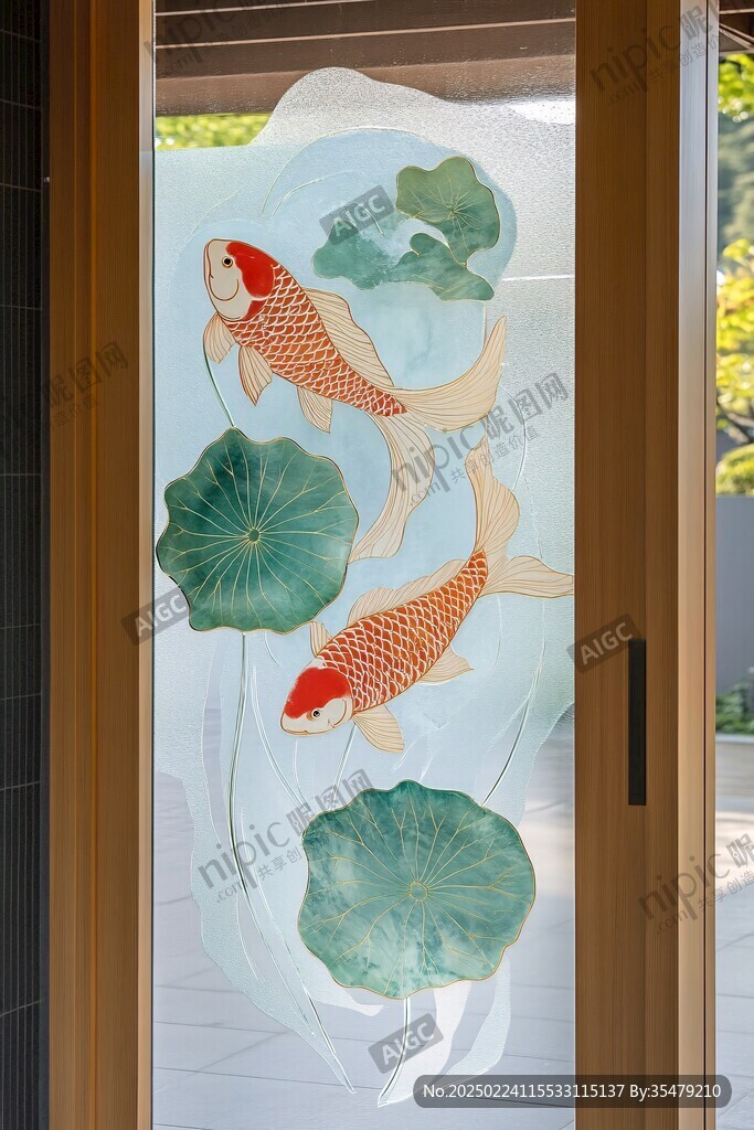 现代屏风鲤鱼图
