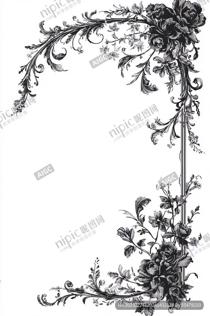 边框灰度图花边黑白图