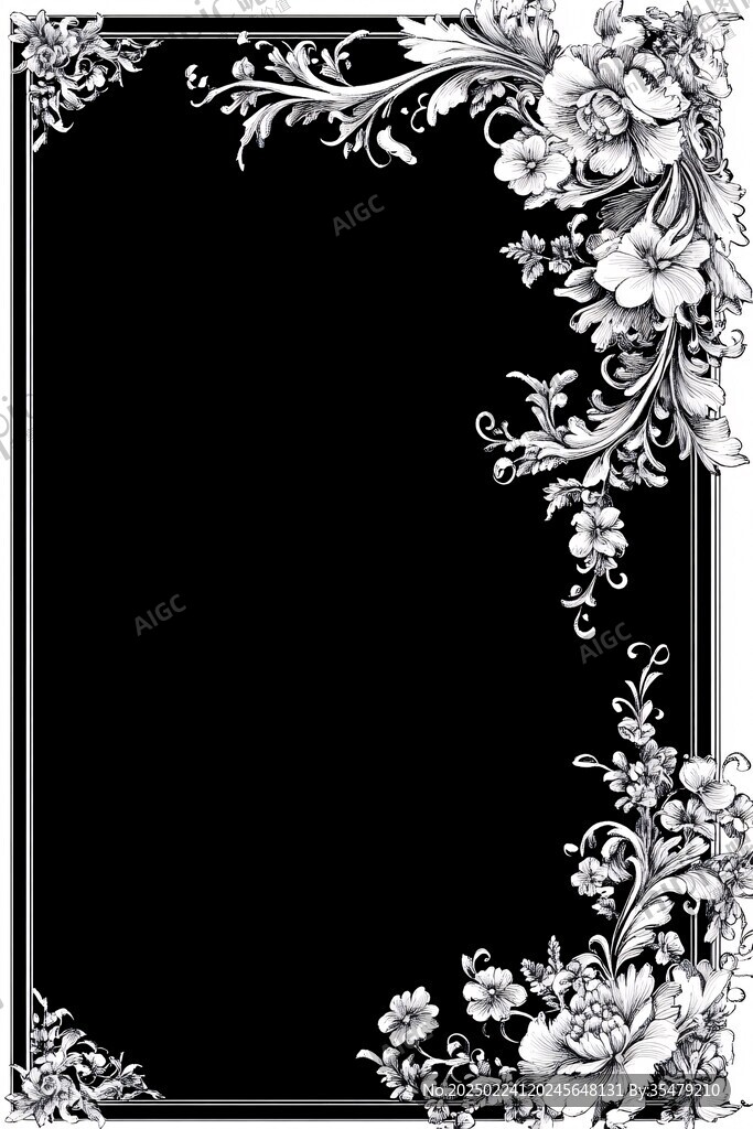 边框灰度图花边黑白图