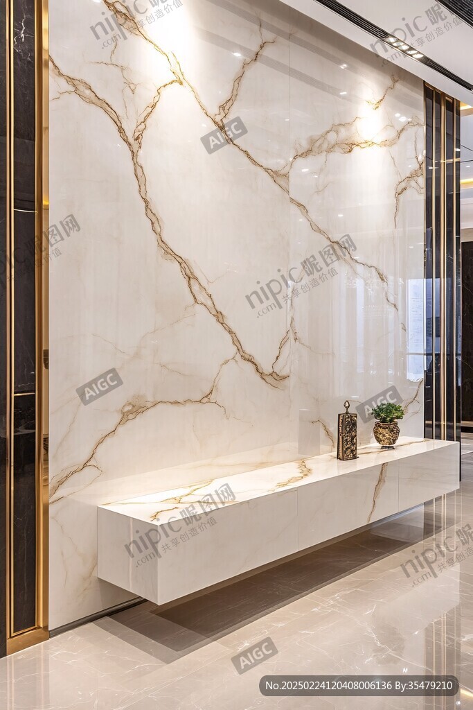 极简金箔石根线条对拼