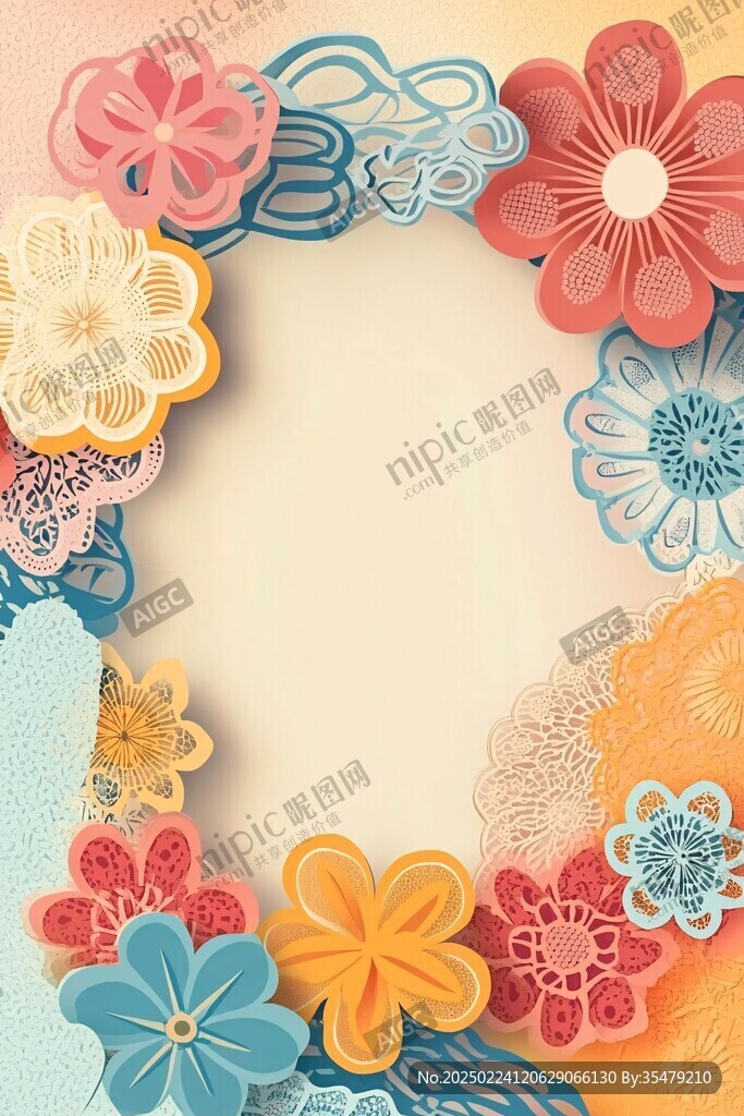 手绘彩色花背景海报