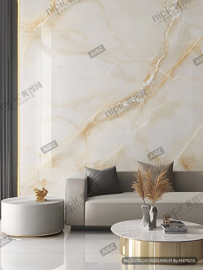 极简金箔石根线条对拼