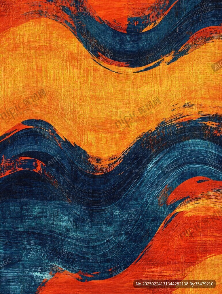 巨幅橙蓝抽象地毯纹