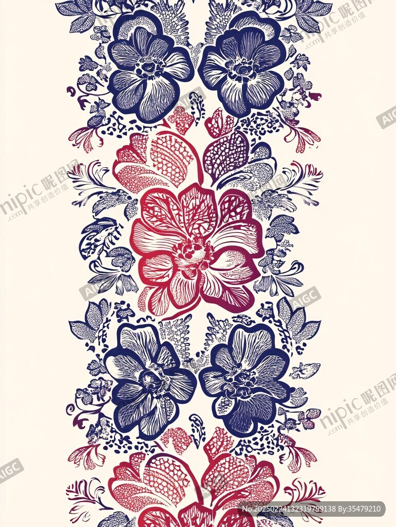 手绘小花提花图案