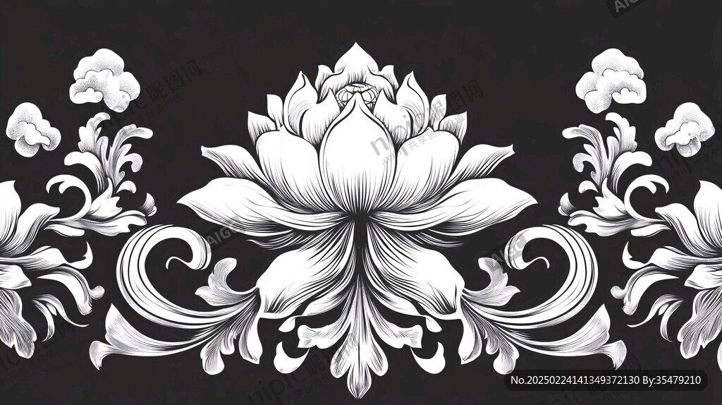 手绘金属质感荷花