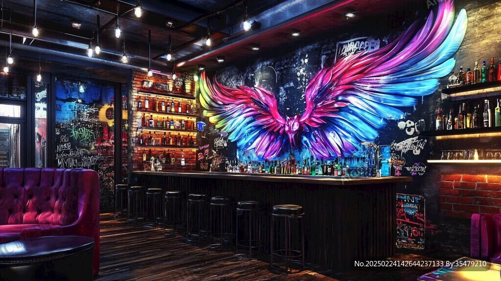 迷幻酒吧背景墙