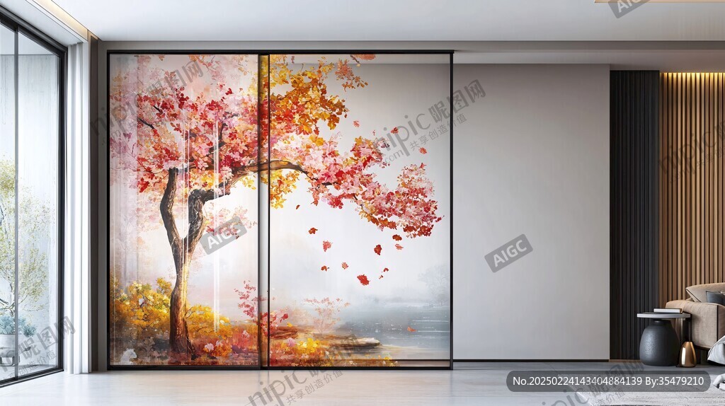 新中式红叶屏风