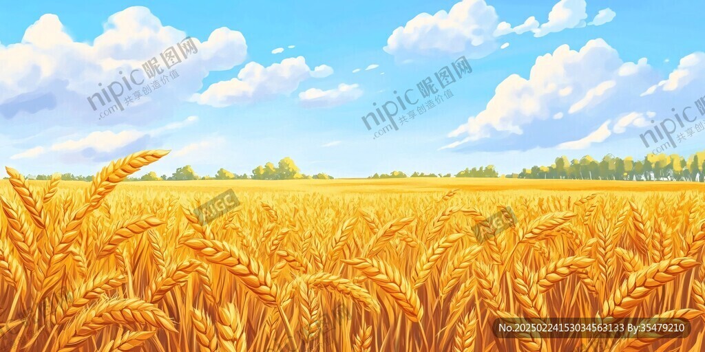 小麦田插画