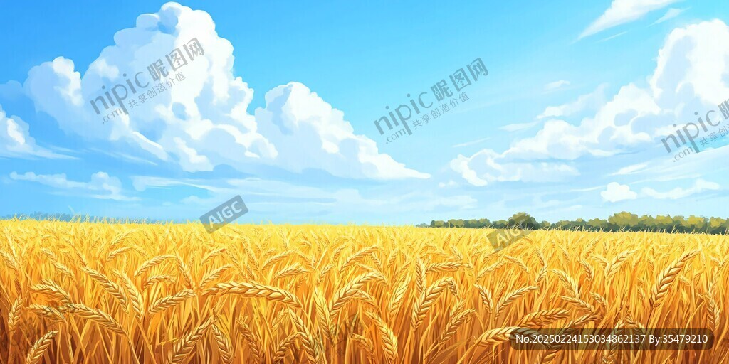 小麦田插画