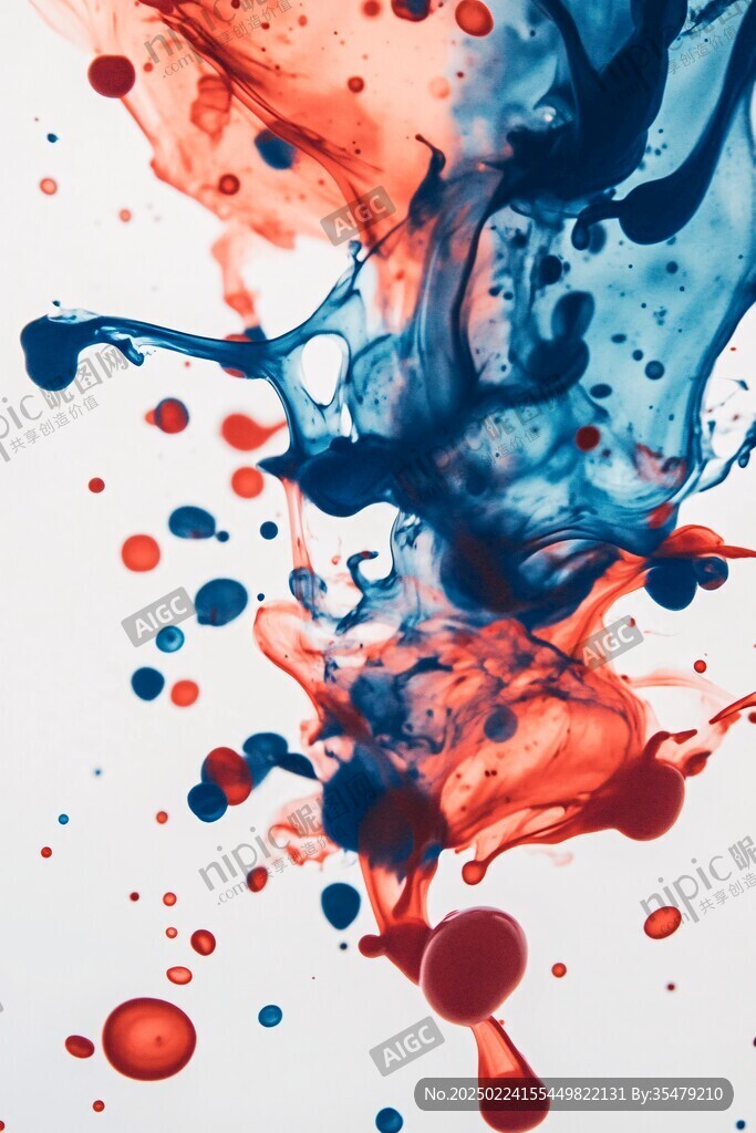 融合流动红蓝油漆背景