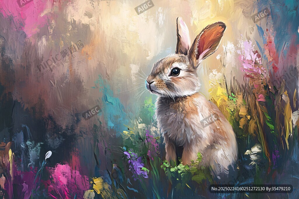 油画兔