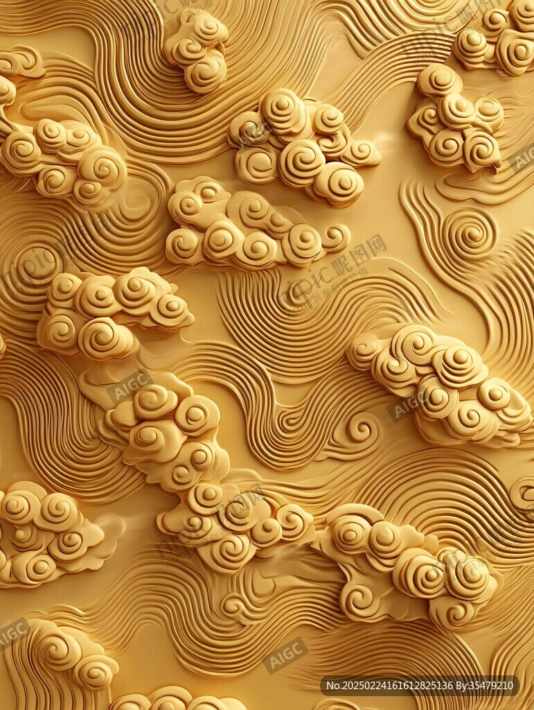 金色云纹浮雕