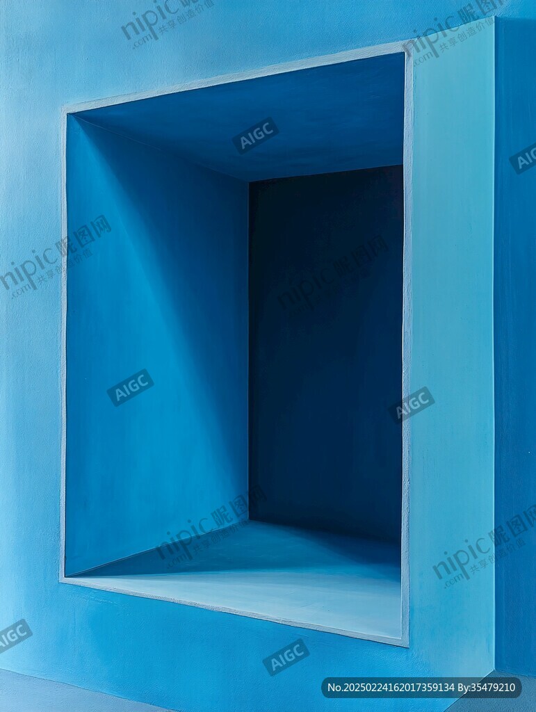 建筑设计蓝色的房间