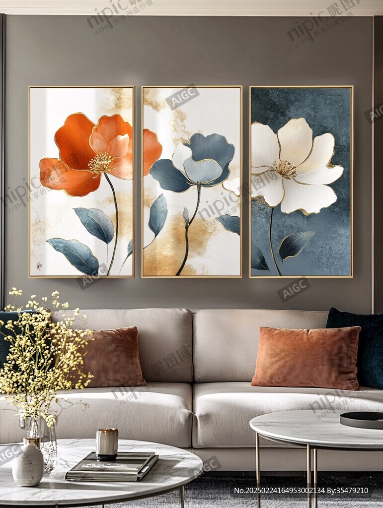 客厅二联晶瓷画