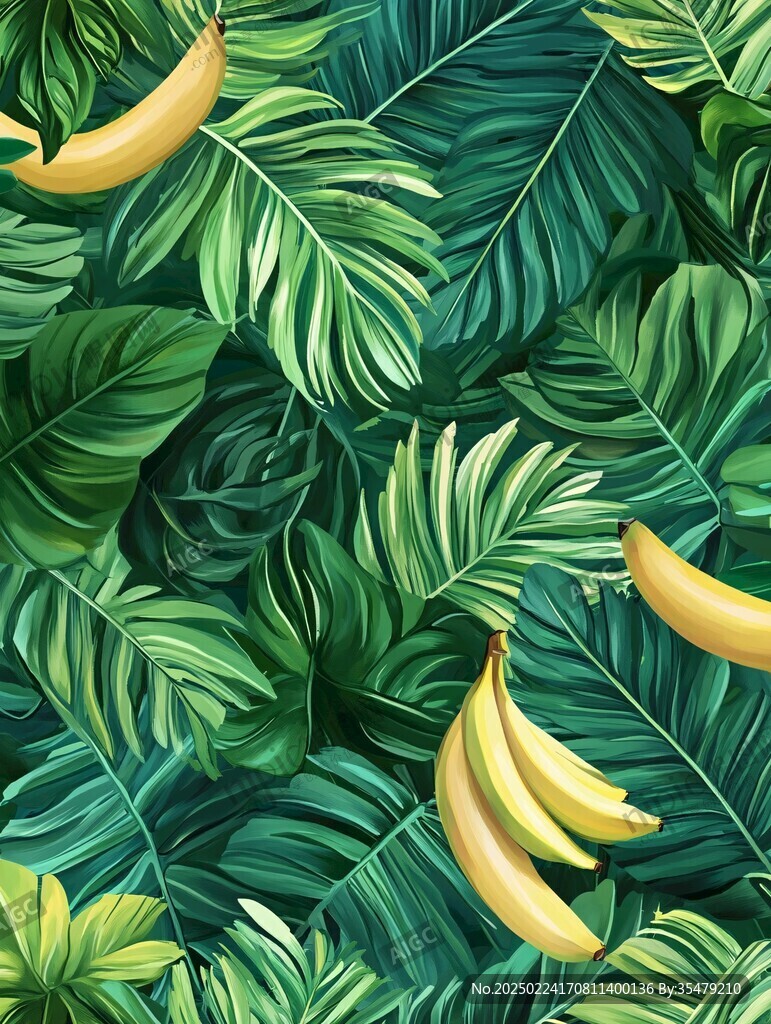 香蕉树叶花纹