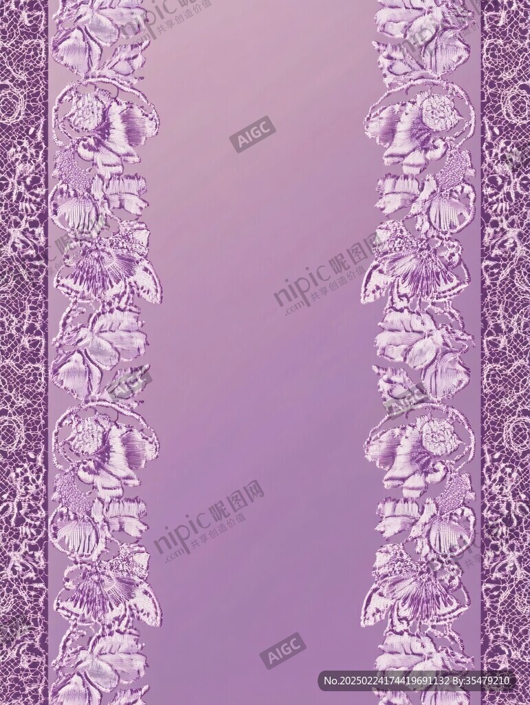 紫色花纹线条婚礼