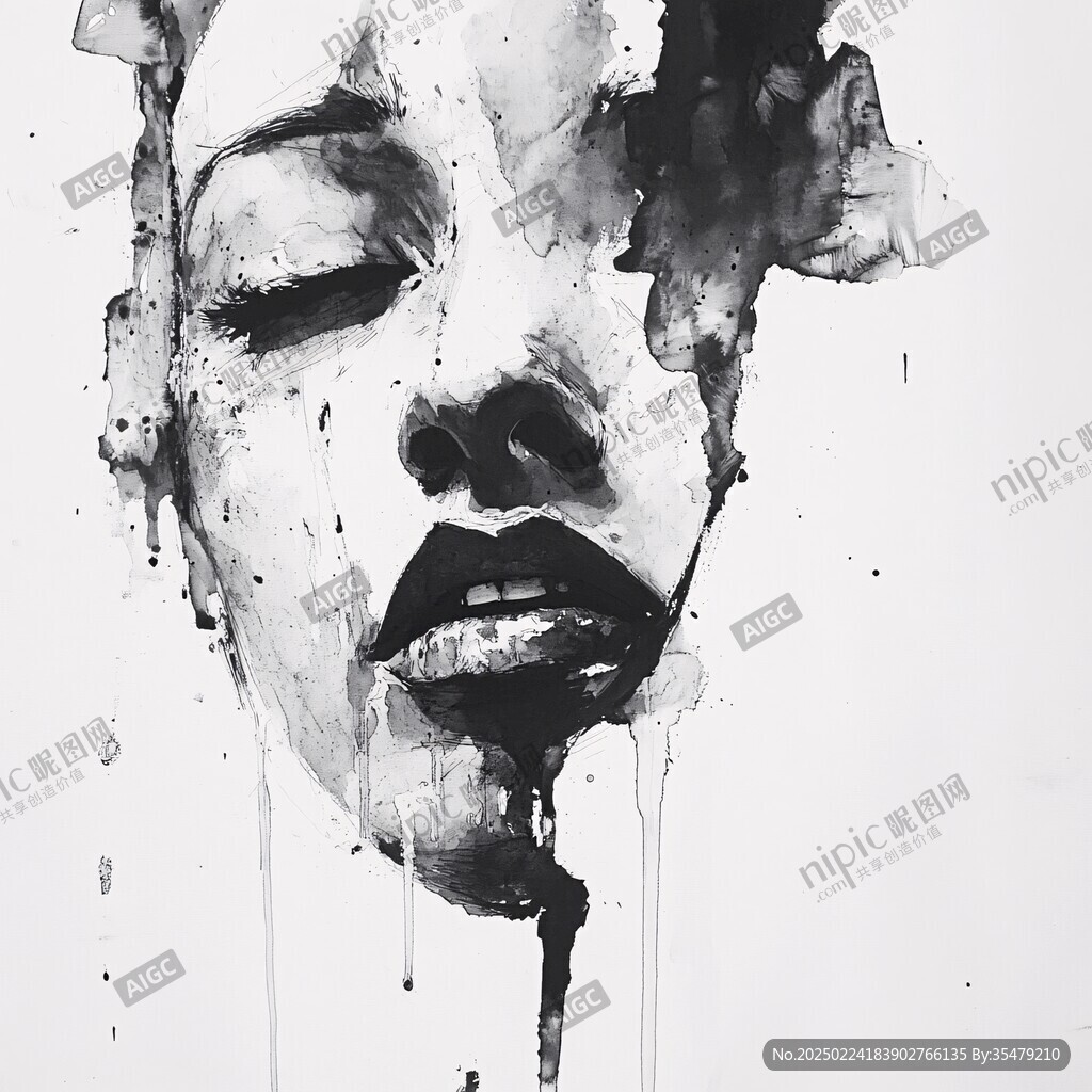 唯美抽象画水彩画女人