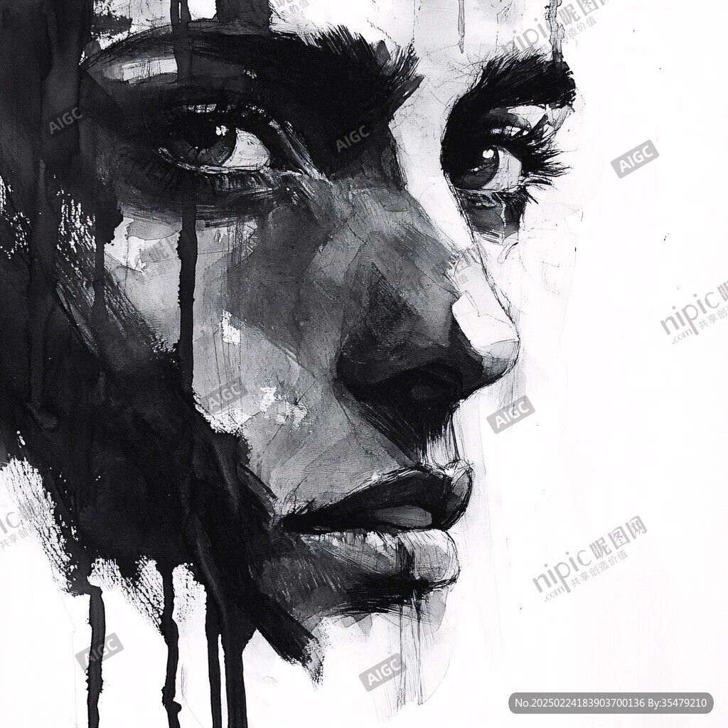 唯美抽象画水彩画女人