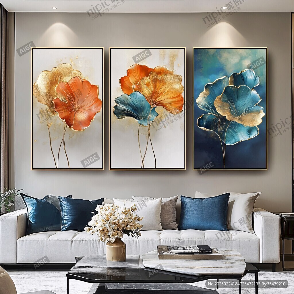 客厅二联晶瓷画