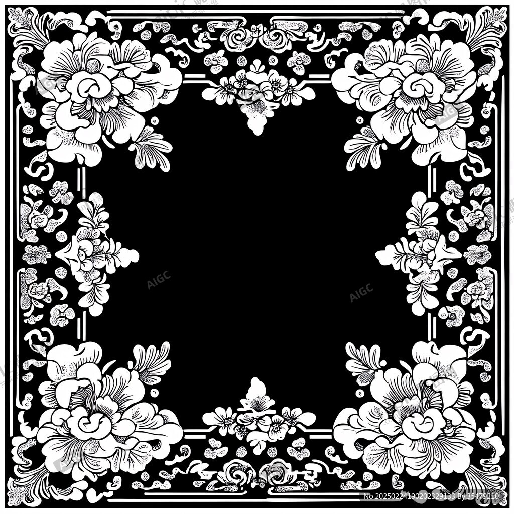 边框灰度图花边黑白图