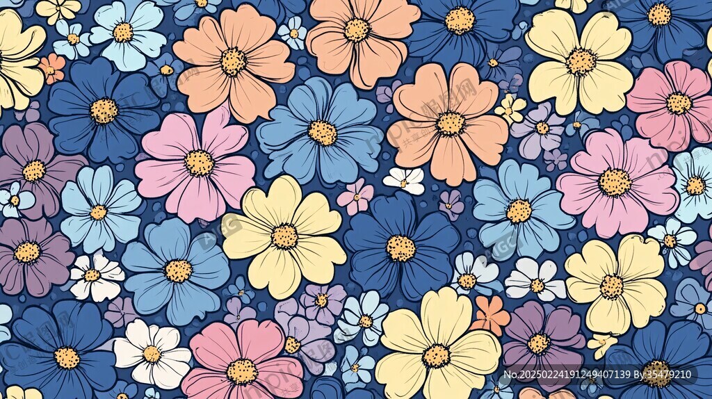 卡通印花花卉壁纸