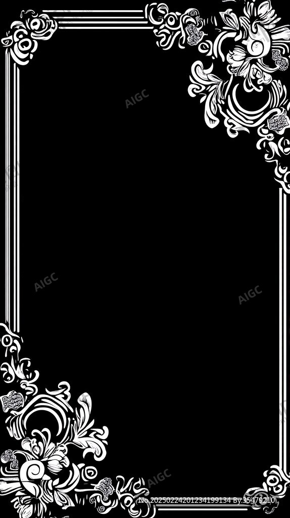 边框灰度图花边黑白图