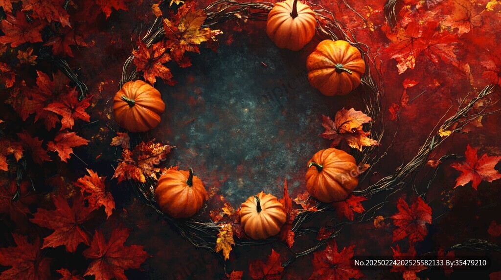 落叶圆形背景实拍