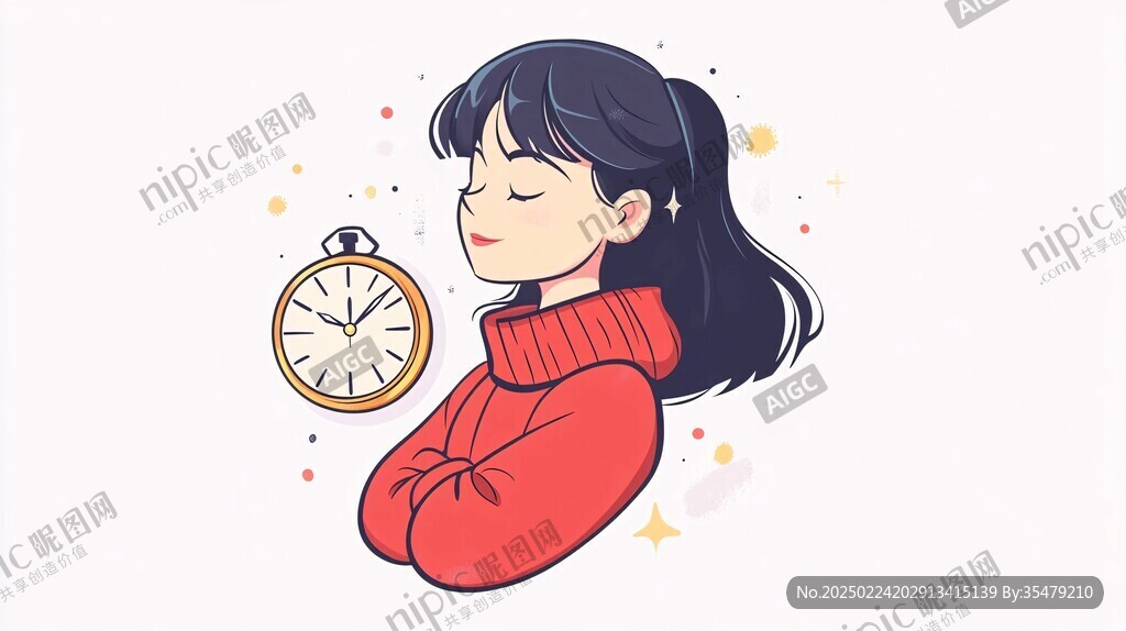 治愈系女孩睡觉春困