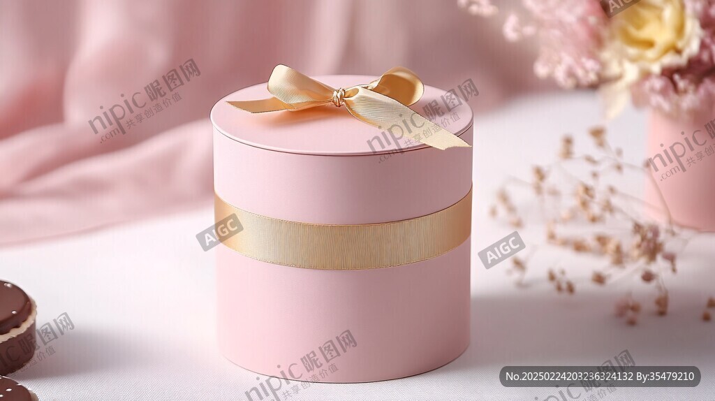 粉红色圆形喜糖盒