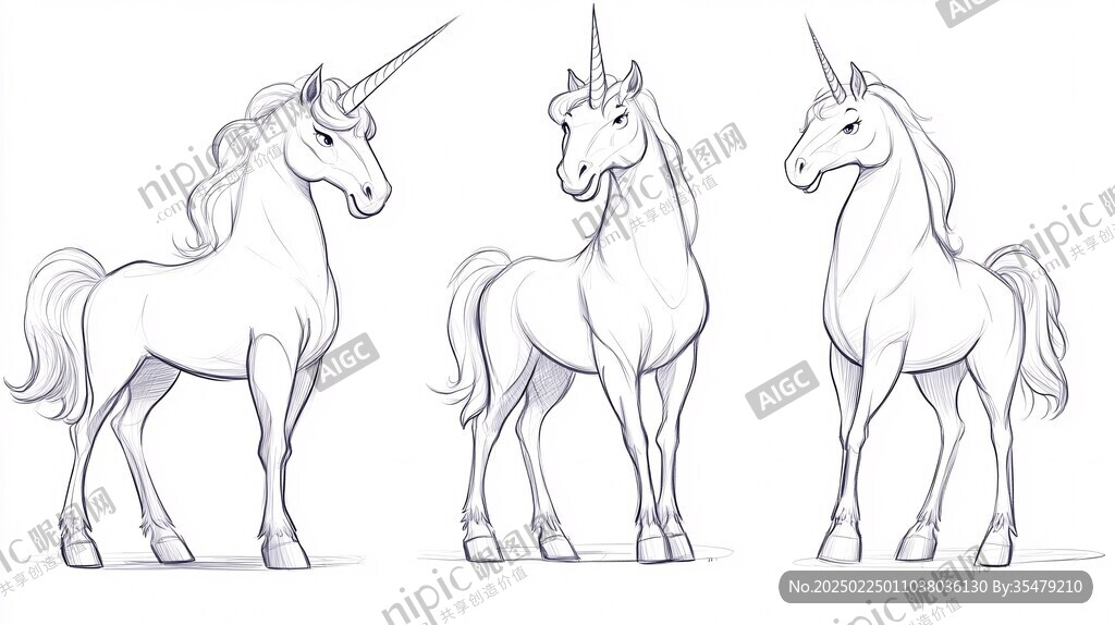 独角兽线稿