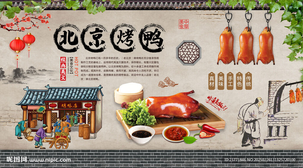 背景烤鸭背景墙