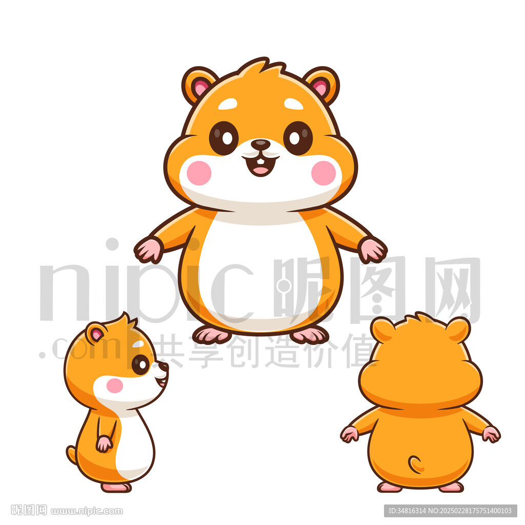 卡通松鼠三视图