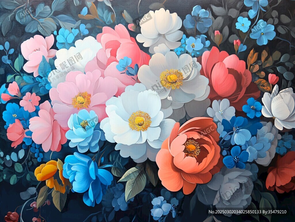 绚丽多彩的花卉油画