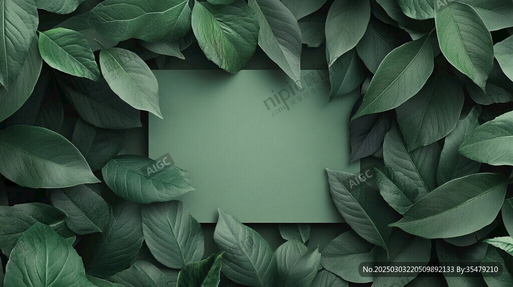 绿色叶子背景的卡片模板