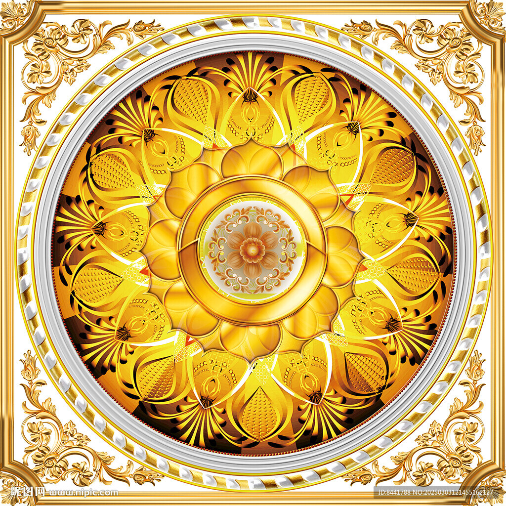 欧式金色立体吊顶