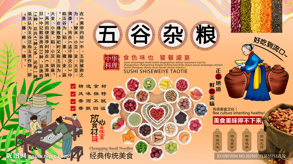 五谷杂粮背景墙