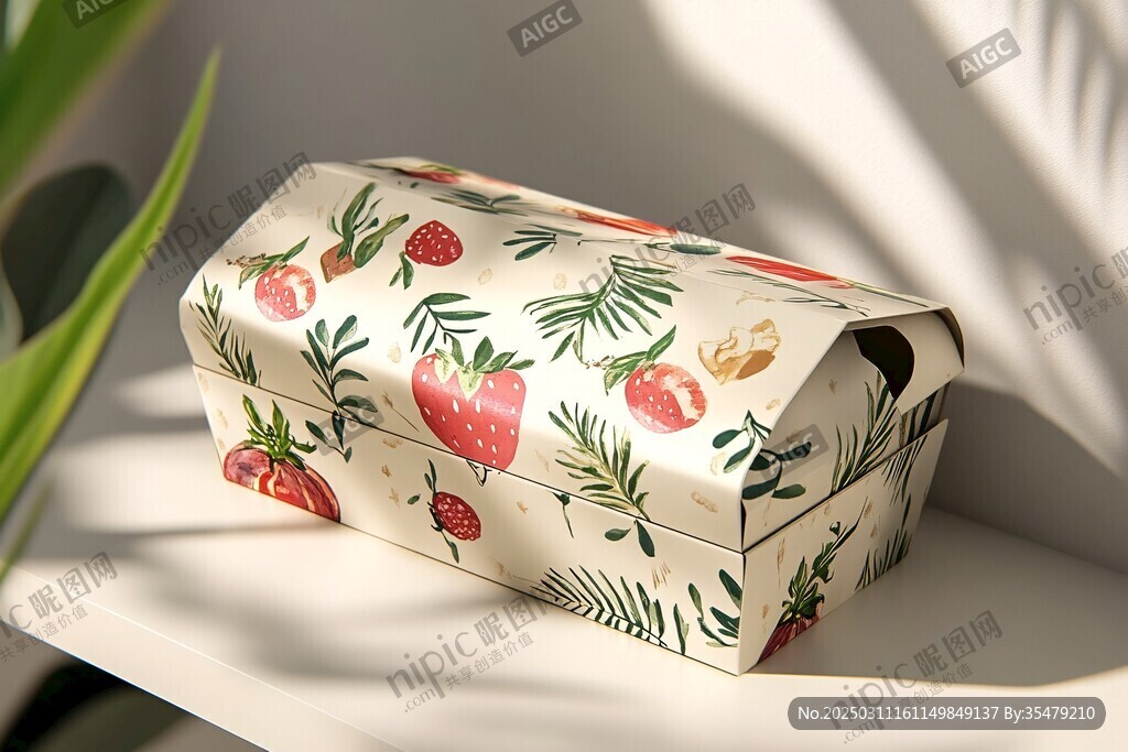 手绘水果蔬菜图案的食品包装盒