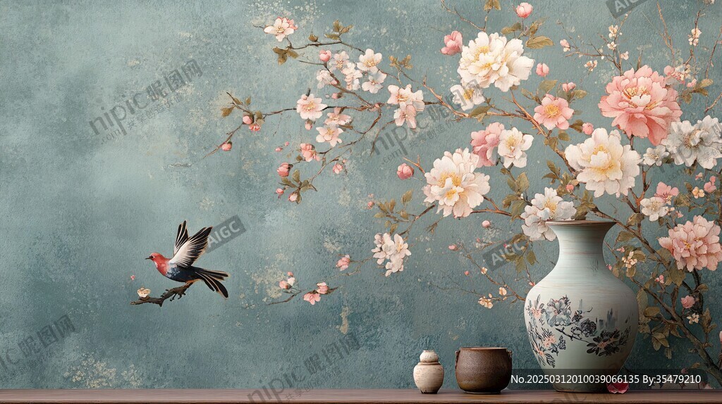 青花瓷与花卉的和谐之美