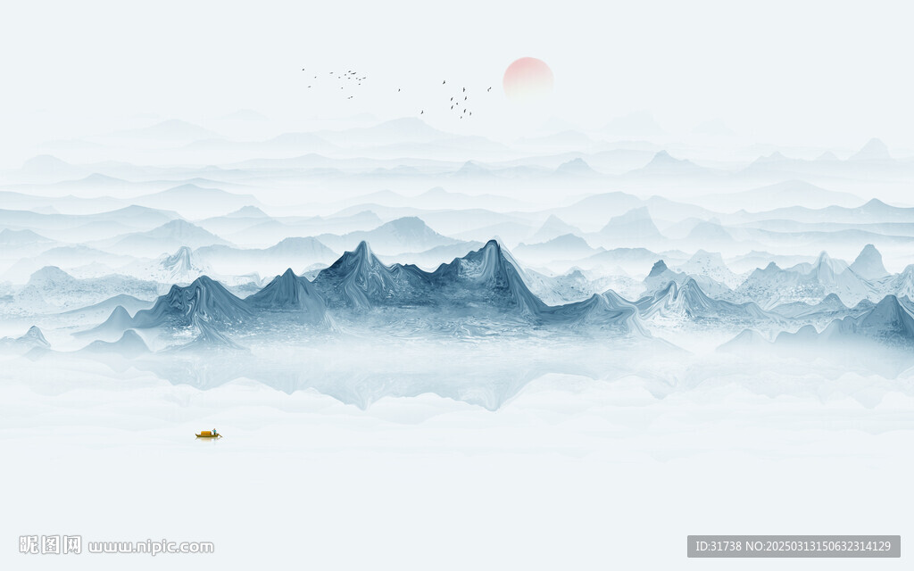 抽象山水水墨山水画