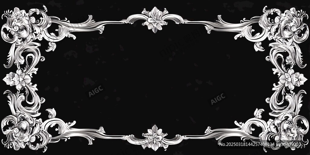 黑白复古花纹边框