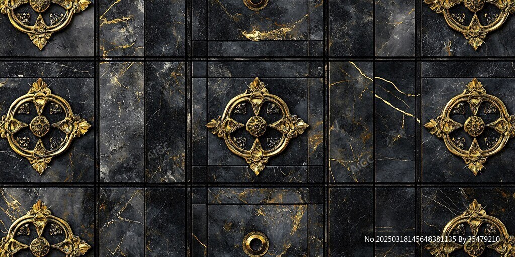 巴洛克风格金色装饰大理石纹理