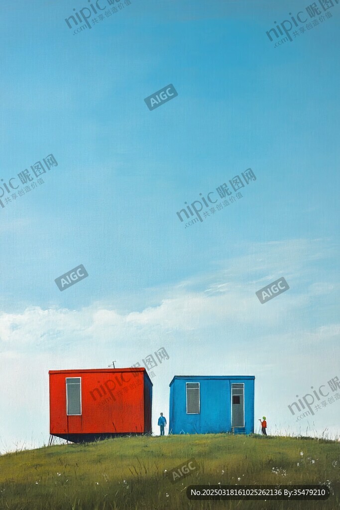 山顶上的两座小屋