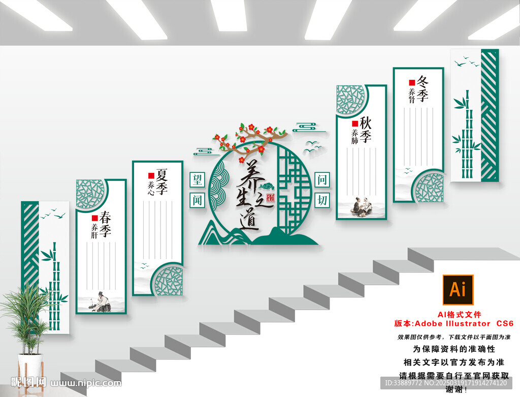 养生楼梯文化墙